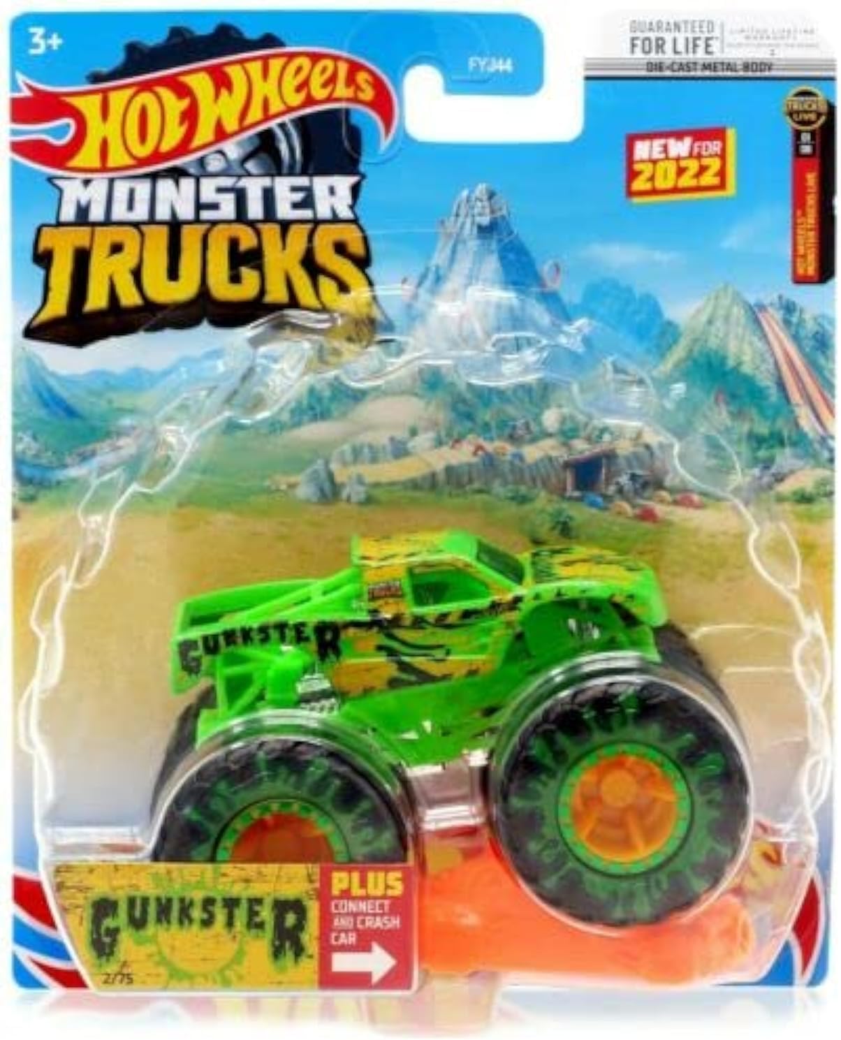 Monster Trucks Gunkster with Connect and Crash car, 1:64 Scale diecast Truck (Green) 2/75