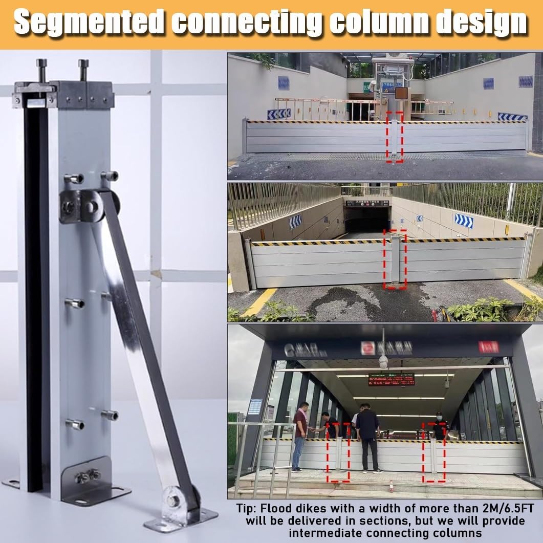 YVYKFZD Reusable Flood Barriers, Aluminum Flood Protection Barrier for Home, Garage Door Water Barrier, Removable Temporary Dams, Dam Easy Water Stopper Panel Shield(H 2.62ft(80cm),10ft(304.8cm))