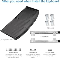 Vista 7 de Bandeja para teclado de 22" de ancho x 11" de profundidad debajo del escritorio, bandeja para teclado deslizable y extraíble para escritorio