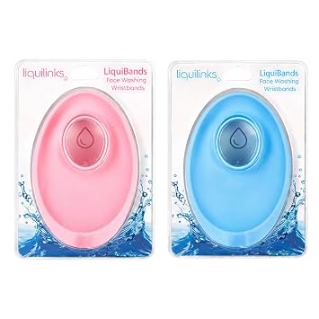 LiquiBands Face-Wash Wristbands - Catches Drips Blush Pink & Sky Blue