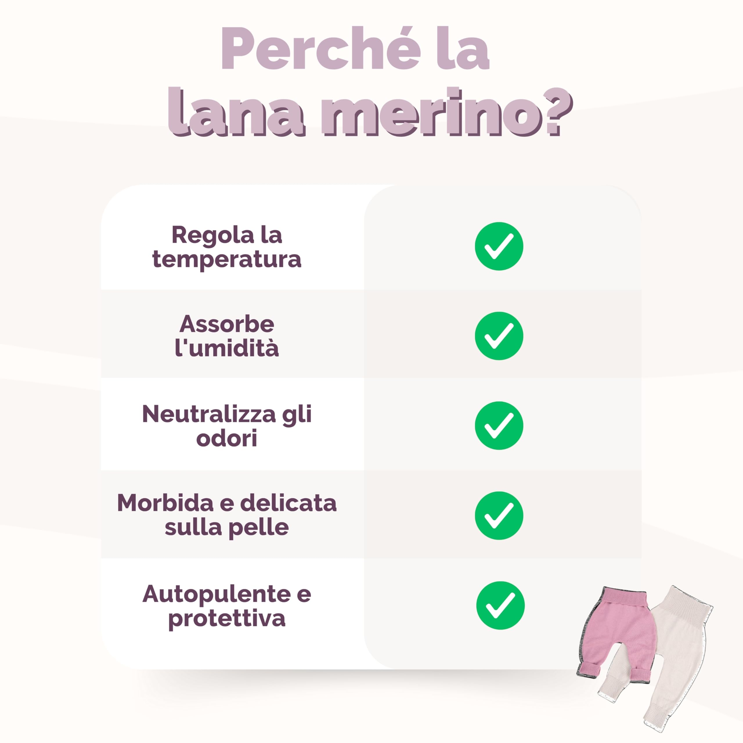 Livella Completo Neonato 100% Lana Merino - Pantaloni e Maglia a Incrocio Evolutivi - Taglie 50-74 - Rosa Antico & Crema - Lavabile in Lavatrice