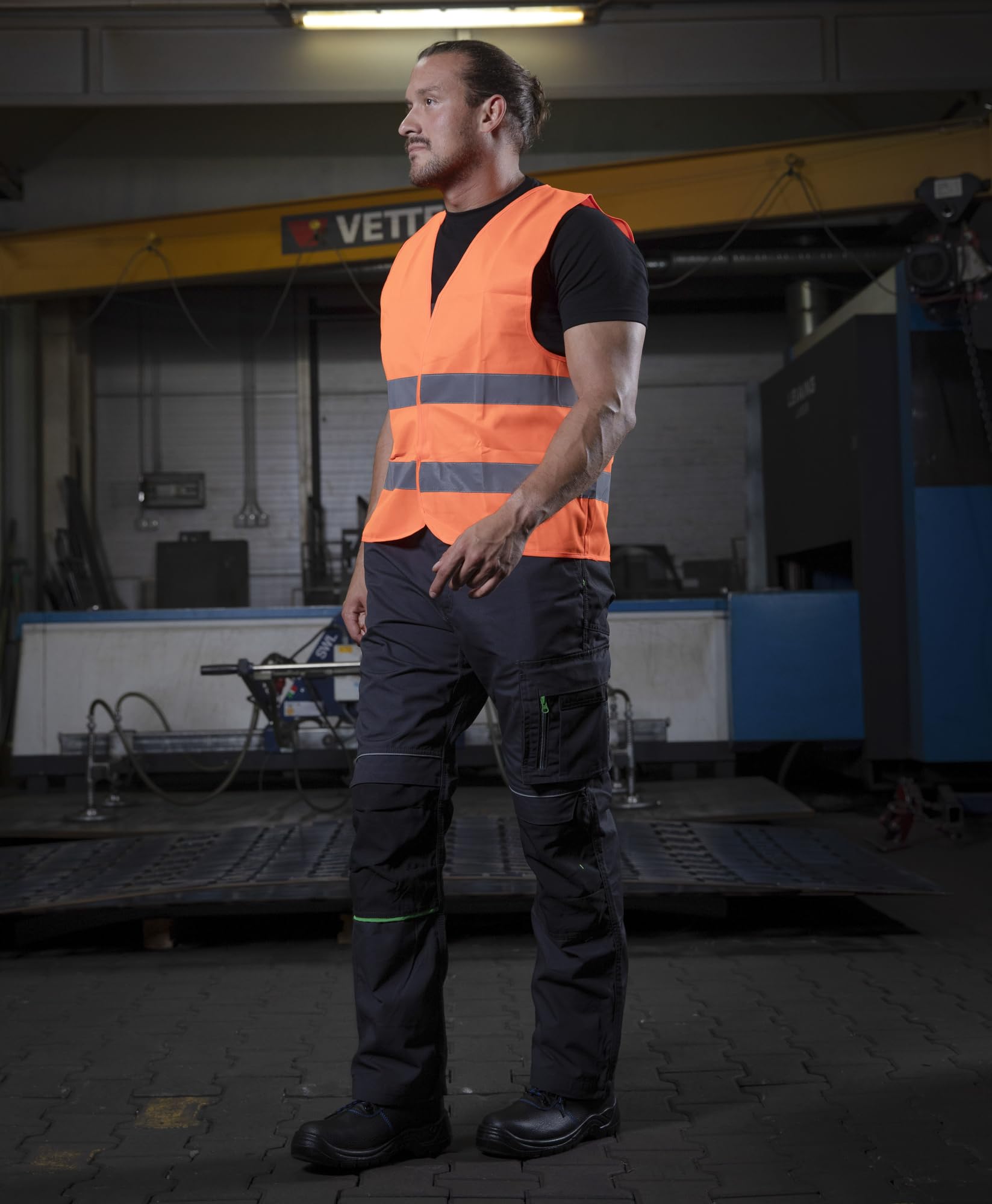Högert Technik Arbeitshose LEMBERG, Oxford 300D Knieverstärkung, Reflektoren, Viele Taschen, 270 g/m², Bundhose für Handwerker, Dunkelgrau