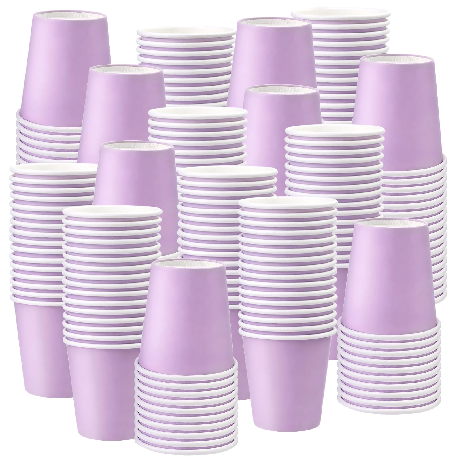 Fioletowe papierowe kubki do płukania ust, jednorazowe kubki łazienkowe, małe papierowe kubki 85 ml, idealne do łazienki, supermarketu, na przyjęcie urodzinowe, piknik i grilla, 300 szt