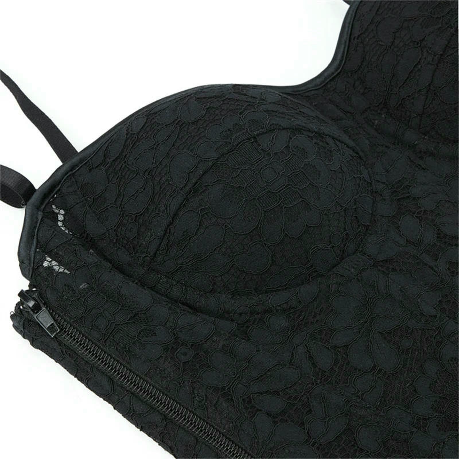 Ceinture amincissante Femme Corsetto Floreale in Pizzo da Donna Top Sexy Rete Nera Trasparente Reggiseno con Cerniera Laterale Bustier Gilet Gotico Cinturino-Blu Profondo-1xl