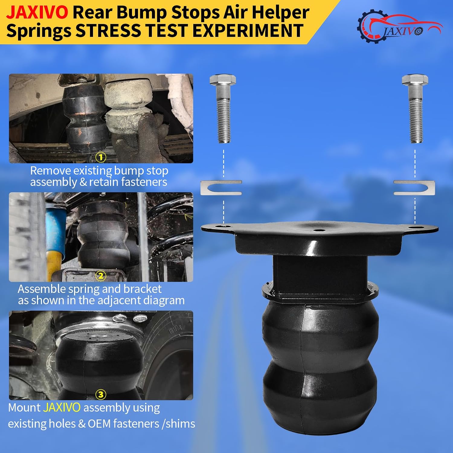 Rear Bump Stop Rubber, Super Duty SES, Fit for Ford F-250 2WD 4WD(2017-Present), Rear Air Helper Springs Kit Replace FR250SDJ