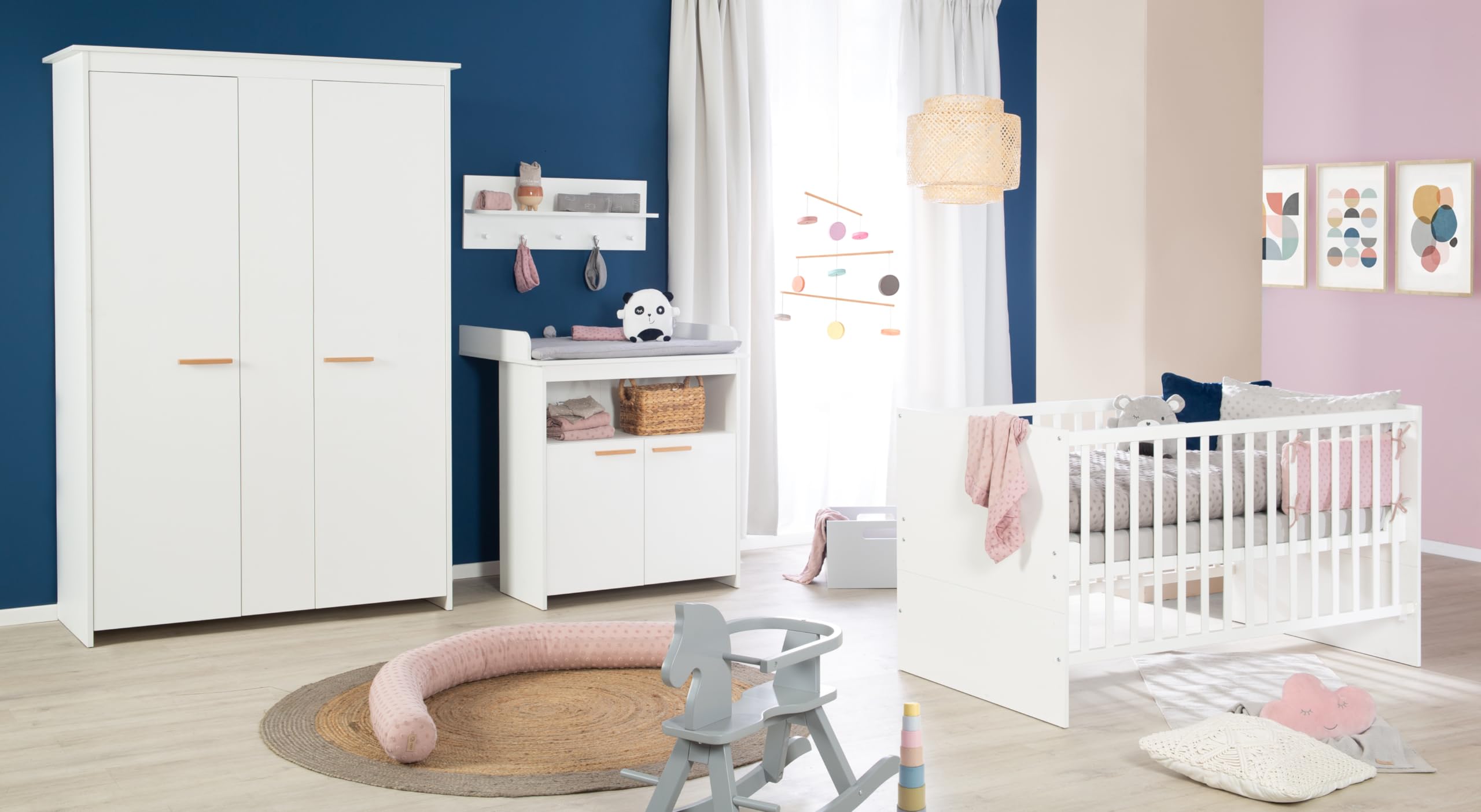 roba Cuna Evolutiva 70 x 140 cm Anton - Convertible en Cama Infantil - Ajustable en Altura - Incluye Lados de Conversión - 3 Barrotes Extraíbles - Madera Lacada Blanca