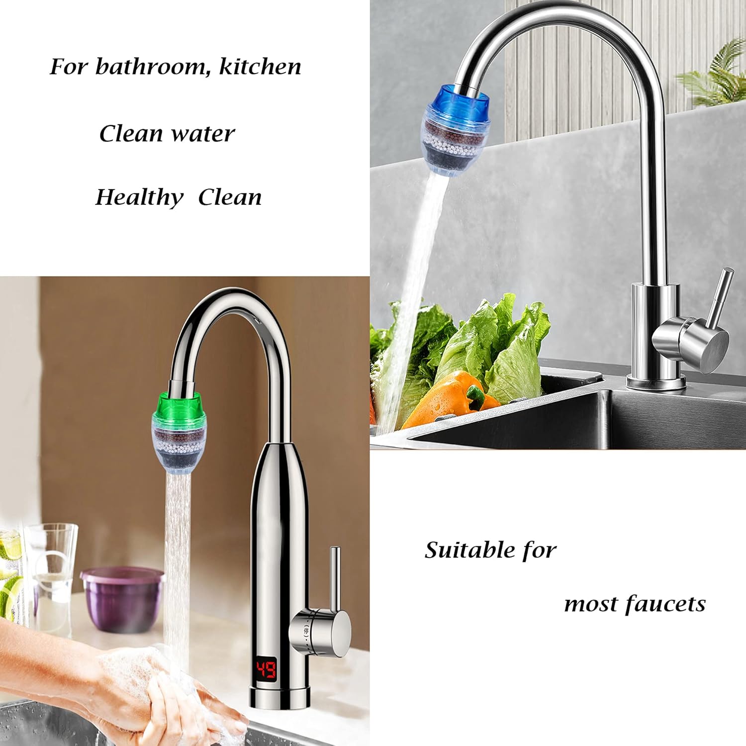 3 Pcs Faucet Mount Filters, Heavy Metal Hard Water Activated Carbon Purifier Kitchen Filtration Tap Clean Purifier Filter Activated Carbon Faucets for Kitchen Bathroom (Faucet Outlet Dia. 16-19mm): Tools & Home Improvement