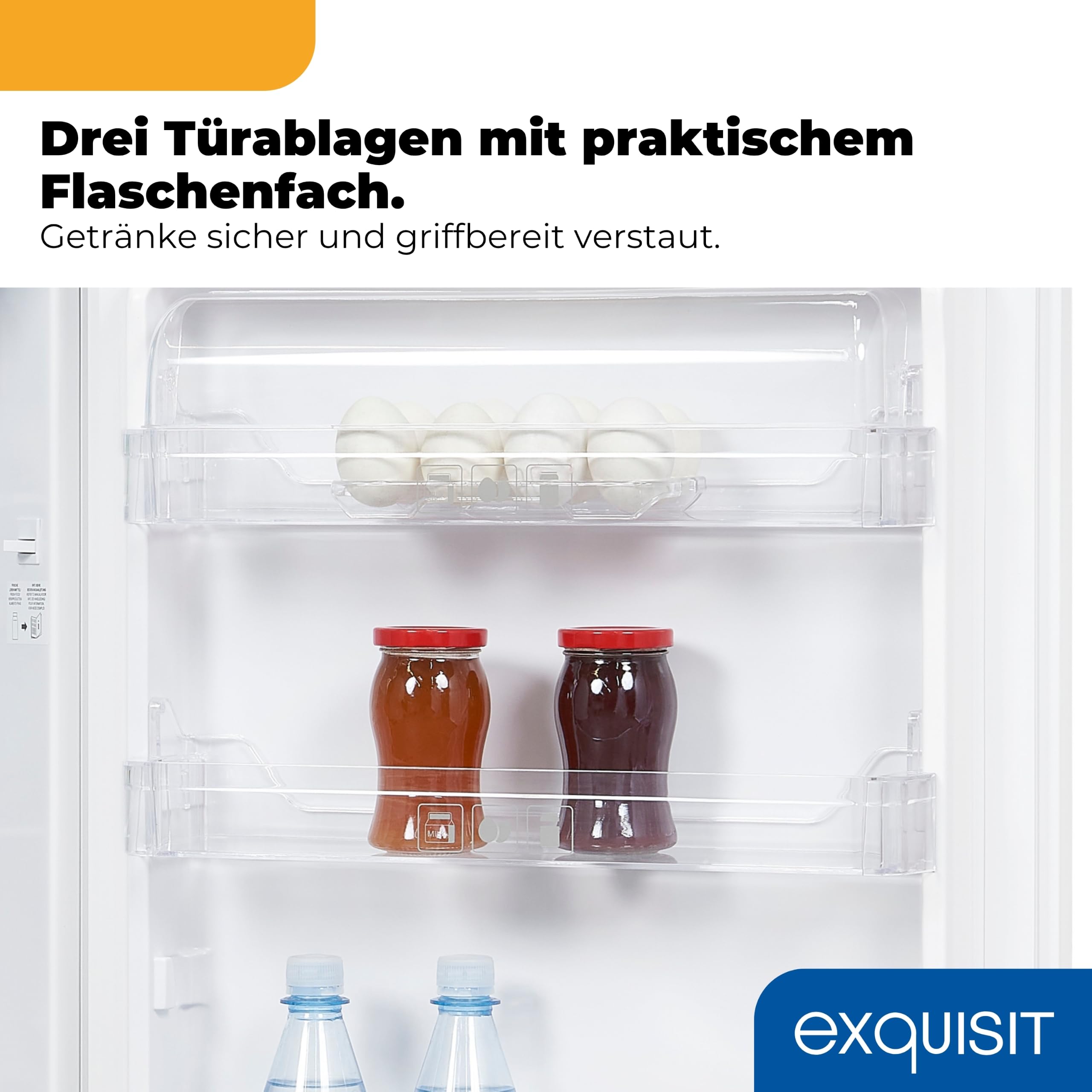 Exquisit Vollraumkühlschrank KS516-V-040E 127 l Energieklasse E 39 dB(A) LED-Innenbeleuchtung weiss