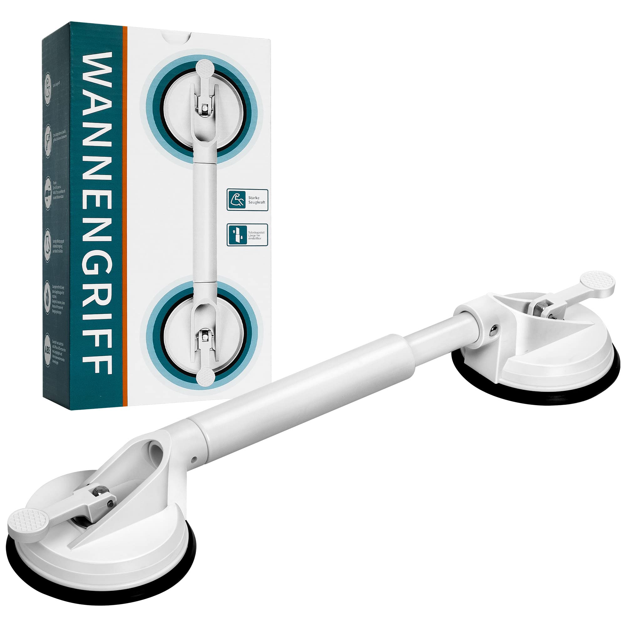 AdelDream Pasamanos auxiliar de seguridad Barra de agarre de seguridad antideslizante Ducha Reposabrazos para ancianos/niños para baño Longest: 58cm Más corto: 46cm Blanco 25 * 13 * 9cm