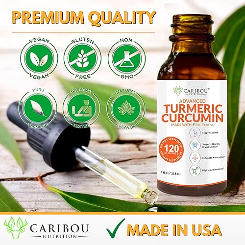 Vista 2 de Curcumina líquida de cúrcuma con bioperina para una mayor absorción, suplemento de curcumina de cúrcuma para apoyo articular, extracto de cúrcuma
