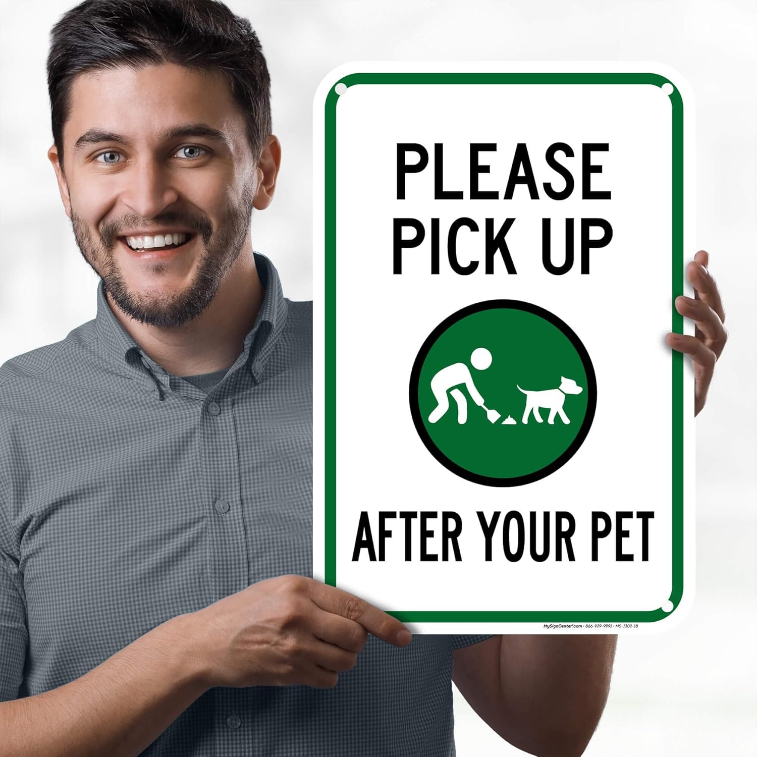 Please Pick Up After Your Pet Sign, 12"x18" Polyethylene, Indoor/Outdoor Use, USA MADE By My Sign Center