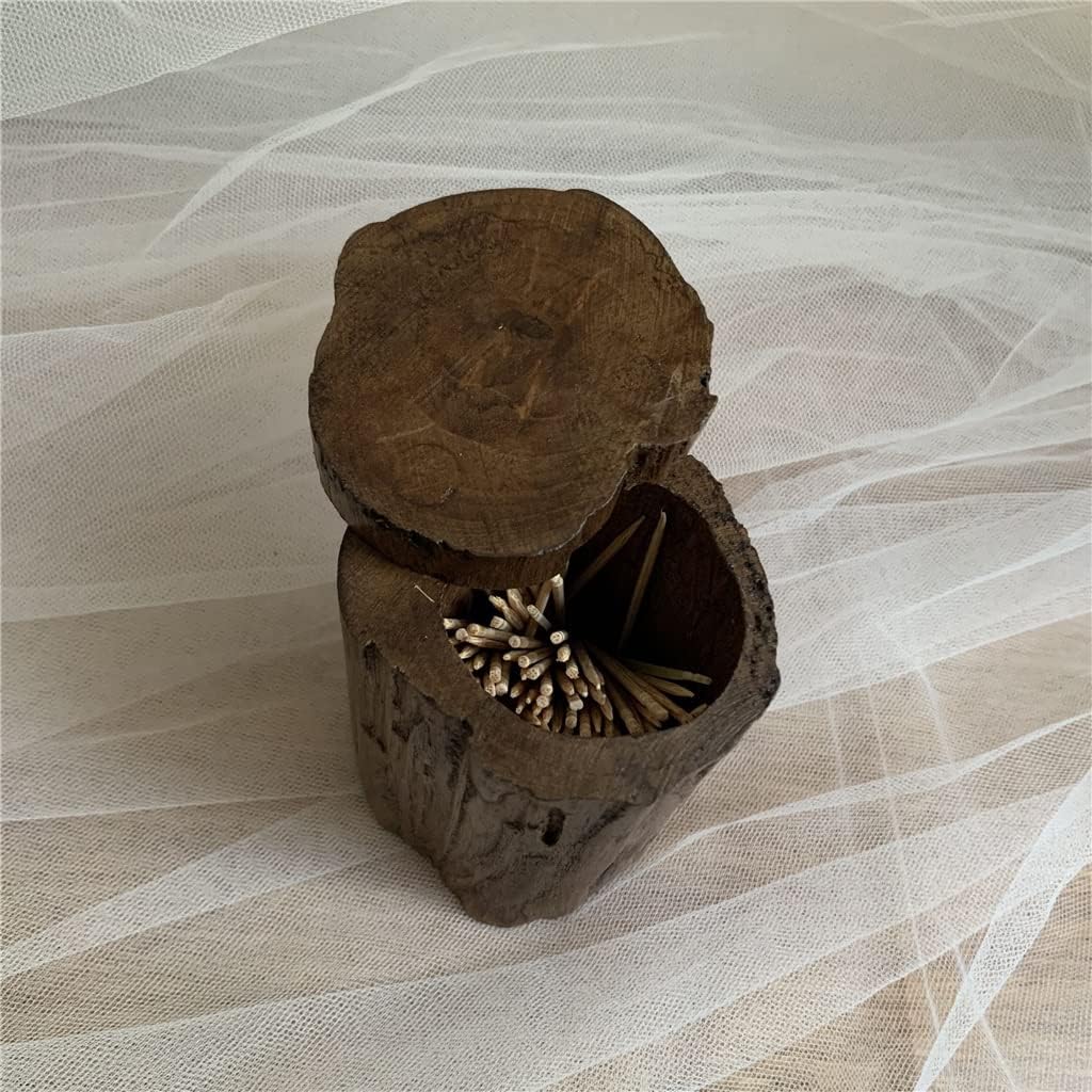 aoruizhiwangluo Teak toothpick box handmade wooden jar family restaurant cotton swab bucket image 3