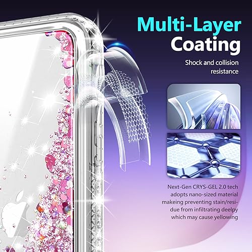 Miniatura 6 de NGB - Funda para teléfono diseñada para iPhone XR, color oro rosa, bonita funda con purpurina líquida brillante para mujeres, niñas y niños, con