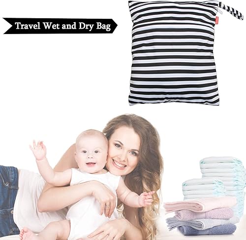 Miniatura 7 de Damero Bolsa de viaje para artículos húmedos y secos con asa para pañales de tela, piezas de bombeo, ropa, traje de baño y más, fácil de agarrar y