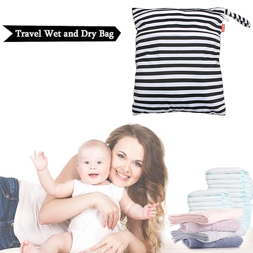 Miniatura 7 de Damero Bolsa de viaje para artículos húmedos y secos con asa para pañales de tela, piezas de bombeo, ropa, traje de baño y más, fácil de agarrar y