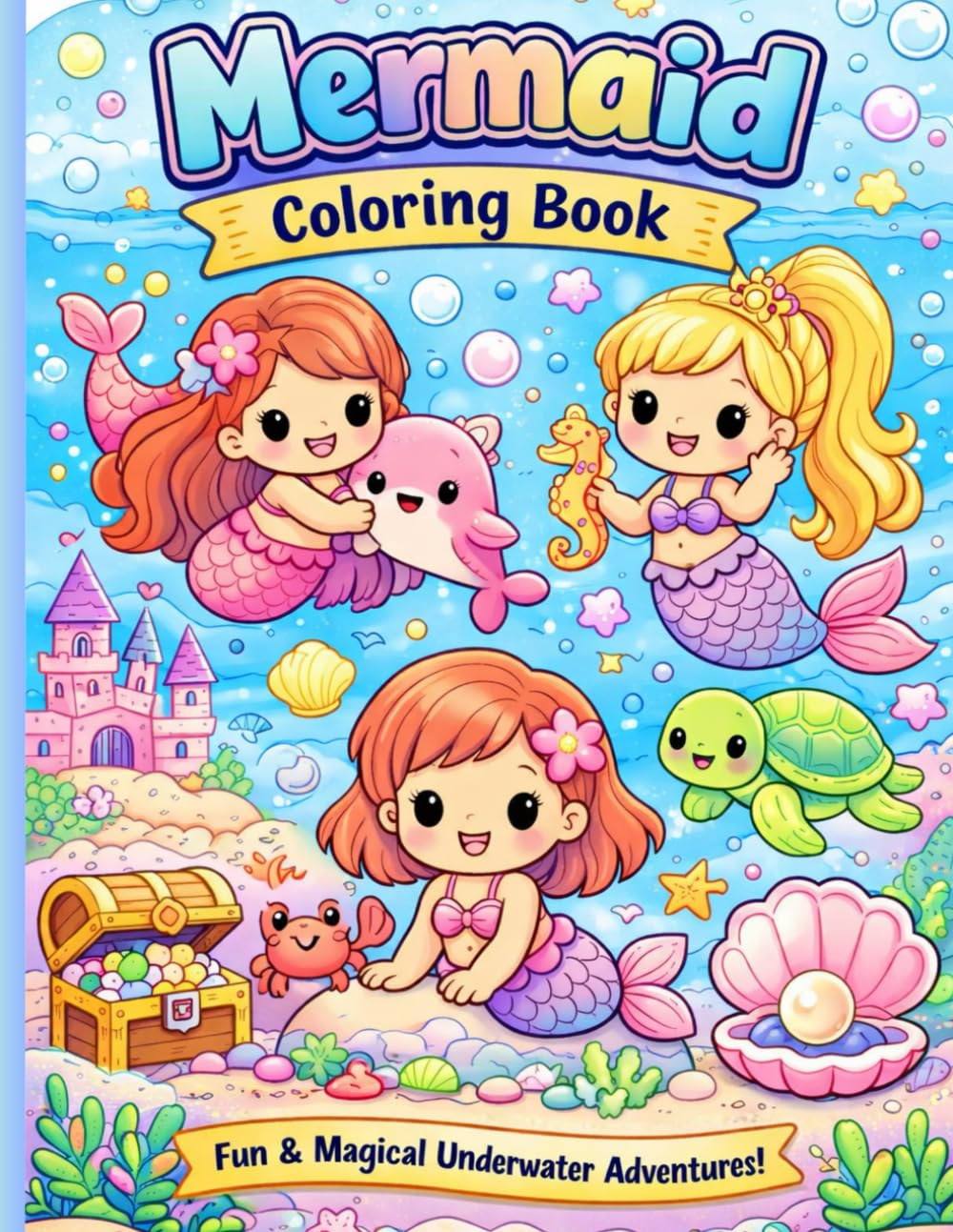 Mermaid Coloring Book for Kids: Cute Mermaids, Magical Creatures & Everyday Fun – An Easy Coloring Book for Ages 3–7