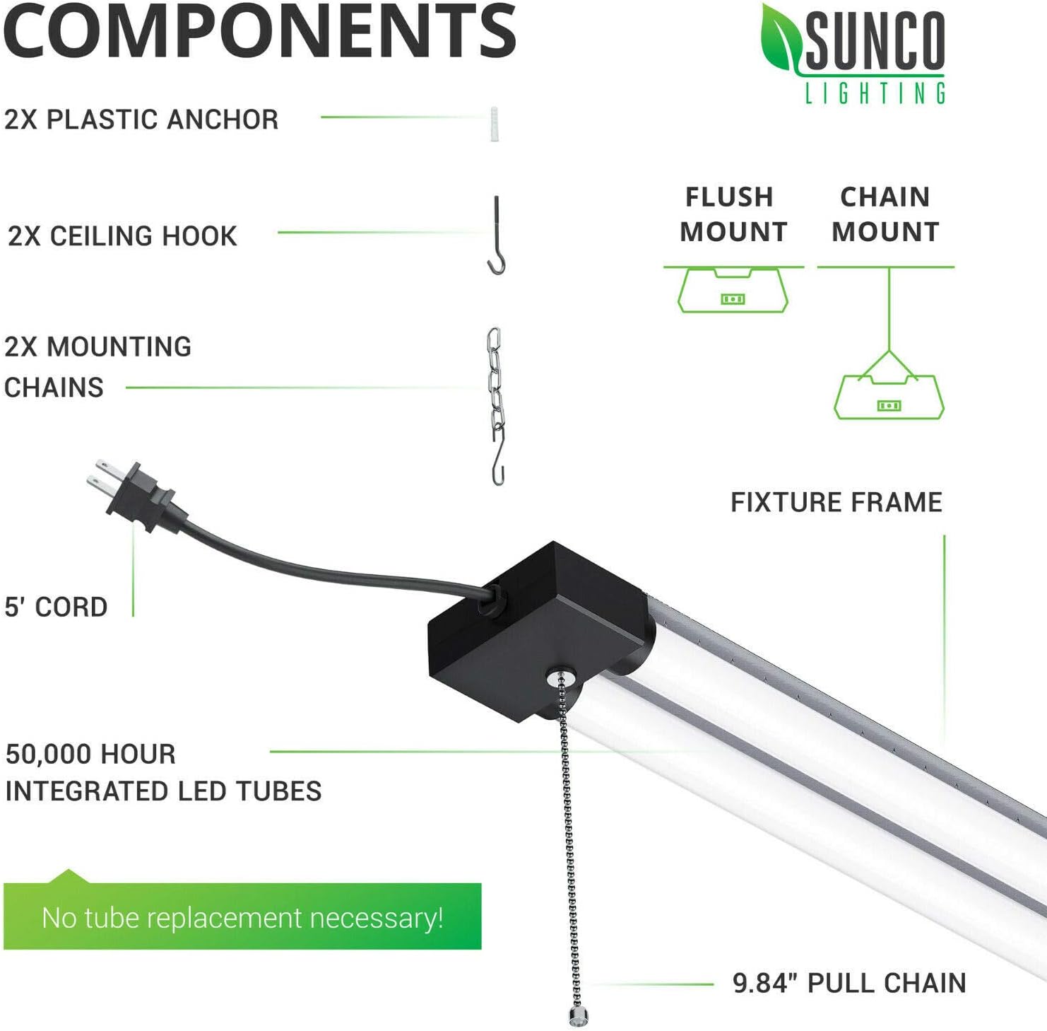 Blасk Frіdау - 50% оƒƒ Sunco Lighting LED Shop Light for Workshop Garage 4FT, Plug in Linkable Industrial Utility Fixture, 6000K Daylight Deluxe, 40W=260W, 4100 LM, Integrated T8, Hanging/Mounted, Pull Chain 6 Pack Chеареѕt 🛒 Sunco Lighting LED Shop Light for Workshop Garage 4FT, Plug in Linkable Industrial Utility Fixture, 6000K Daylight Deluxe, 40W=260W, 4100 LM, Integrated T8, Hanging/Mounted, Pull Chain 6 Pack