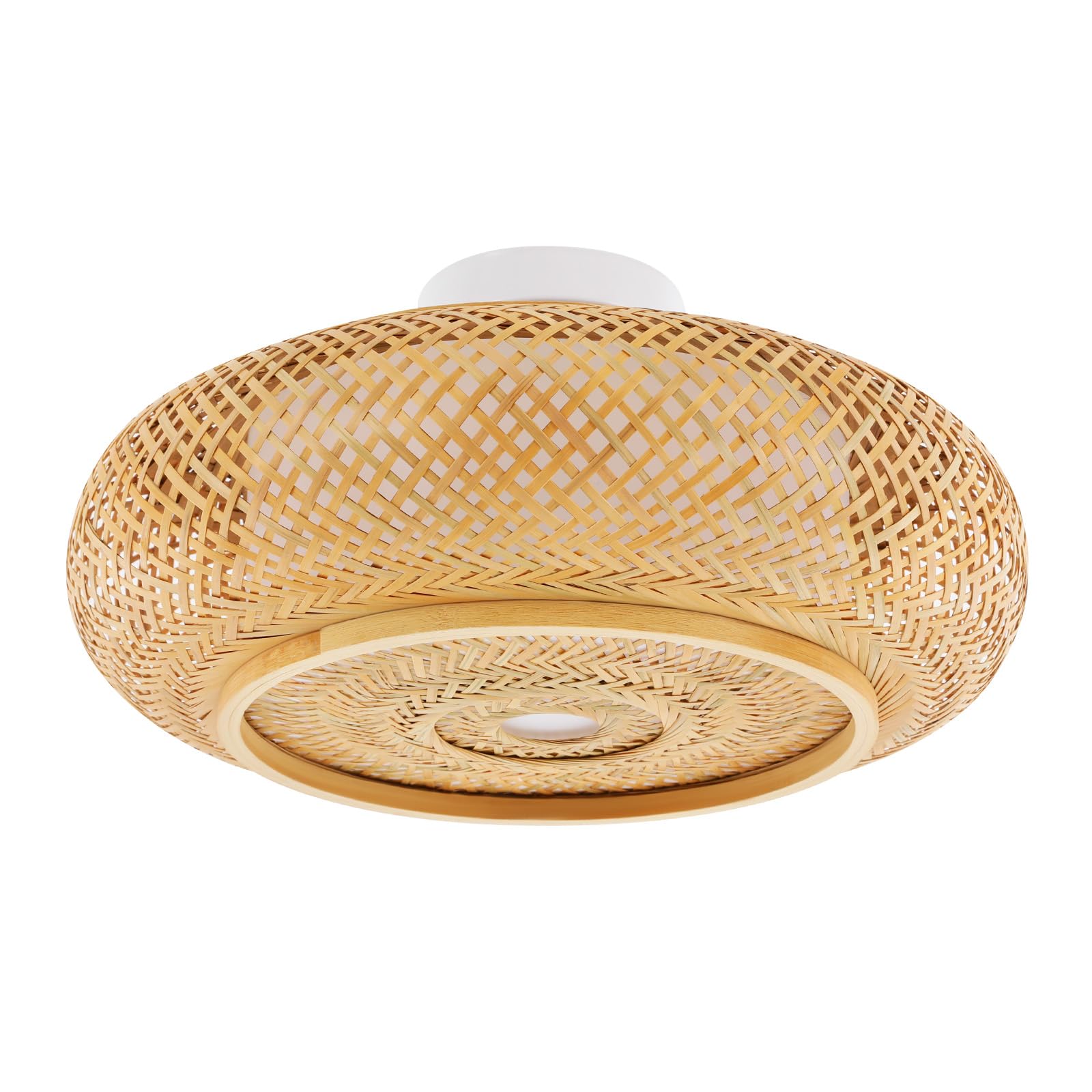 Pendant Light Retro Rattan Lampshade Bamboo Wicker Rattan Lantern Shade Ceiling Light Fixture 40cm Weaving Pendant Lamp E27 Pendant Lighting Ceiling for Dining Room, Living Room, Bedroom, Cafe