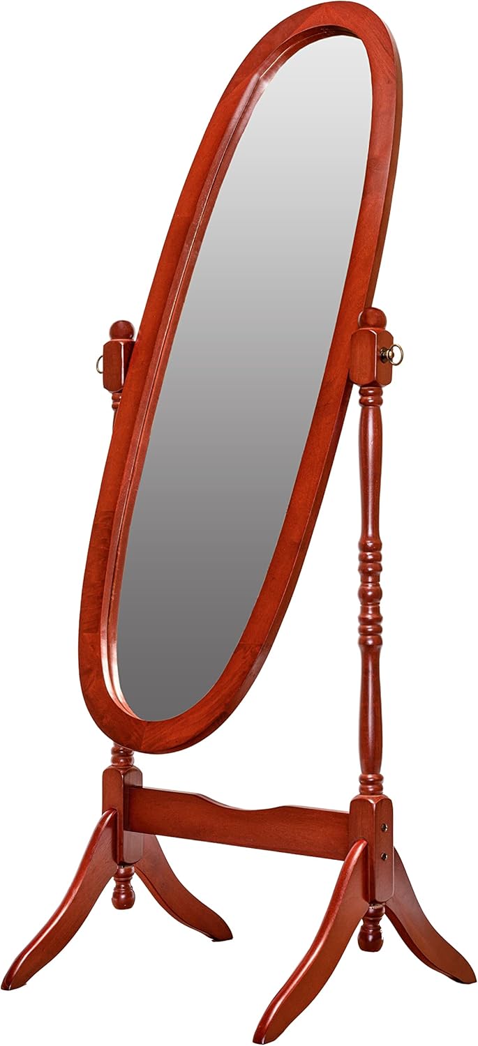 Legacy Decor Swivel Full Length Floor Wood Cheval Floor Mirror White