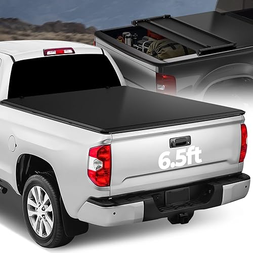 Auto Dynasty - Cubierta suave de tres pliegues para plataforma de camioneta, compatible con Toyota Tundra 2014-2019, plataforma Fleetside/Styleside