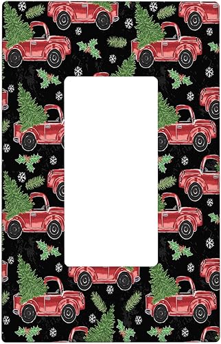 Miniatura 20 de Cubierta de interruptor de luz dúplex de 1 banda, cubierta decorativa de Navidad con copos de nieve rojos, placa frontal decorativa para cocina