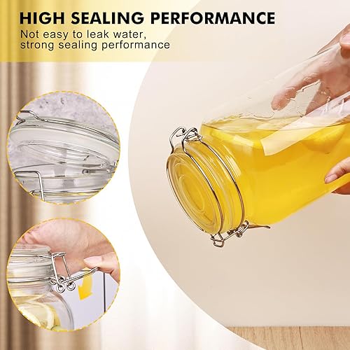 Miniatura 5 de Paquete de 3 tarros de vidrio Mason de 78 onzas con tapas de abrazadera, grandes recipientes herméticos transparentes para almacenamiento de