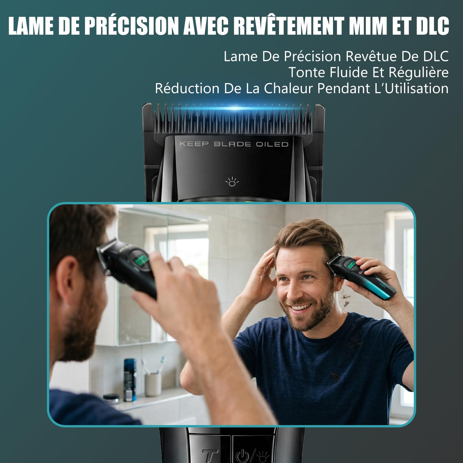 VGR 888C Tondeuse Cheveux Hommes Professionnel Sans Fil, Station de Charge