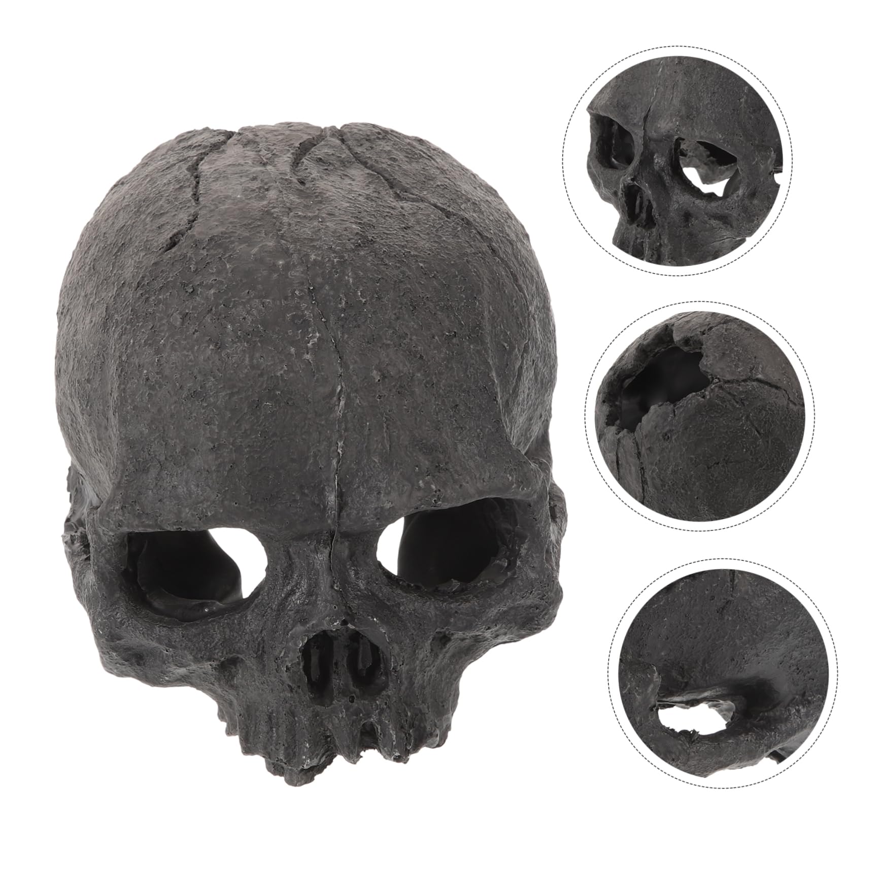 Cabilock 5 Pezzi Nascondiglio di Pesci Sott'Acqua per Nascondiglio Dell'acquario Nascondersi Vasca Dell'acquario Decorazione Pescare Scheletro Arredamento Grotta Acquario Resina Black
