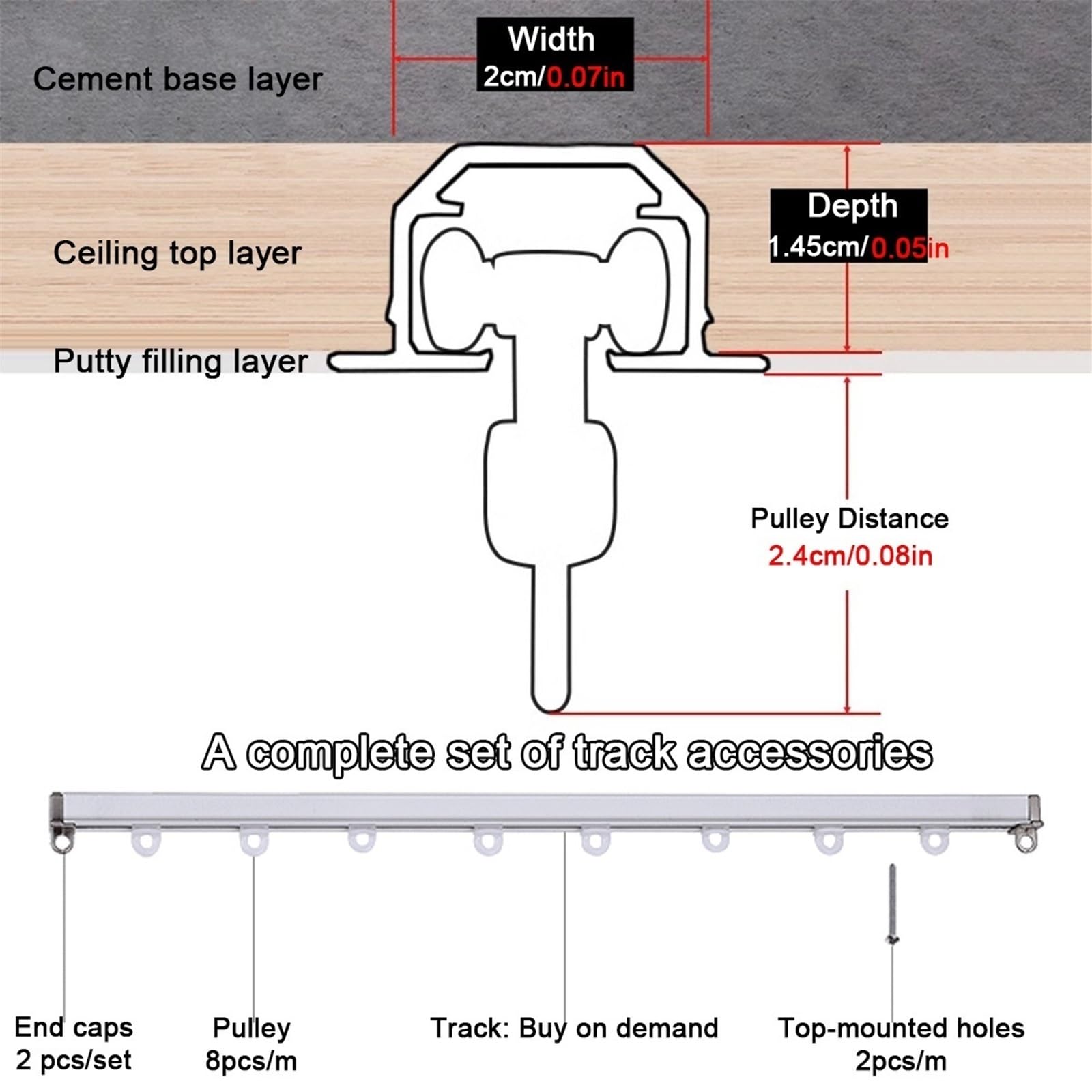 Binario Per Tende Nascosto A Soffitto, Bastone Da Tenda In Alluminio Da Incasso, Asta Per Tende Per Impieghi Gravosi Con Rulli Lisci, 100-600 Cm, Nero(Black,130cm/4.3ft)
