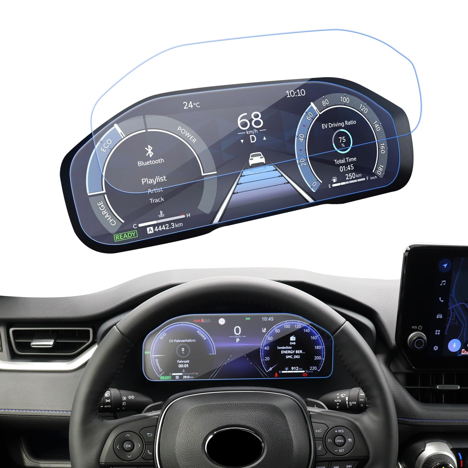 LANTU 2PCS Car Dashboard Nano Screen Protector for 12.3 Inch 2024 2025 2023 Toyota RAV4 Accessories Dash board High-Profile LCD Instrument Screen Protector Films for Toyota RAV 4 HD Clear Bubble Free