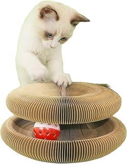 Magic Accordion Cat Scratcher with Interactive Toy and Scratching Post for Indoor Play and Claw Maintenance (One piece)