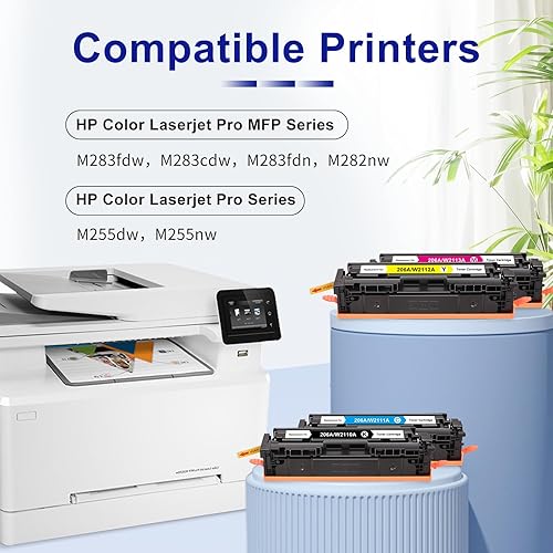 Miniatura 2 de GRESINLY Juego de tóner 206A (con chip) compatible con cartuchos de tóner HP 206A, paquete de 4 unidades utilizados en HP Color Laserjet Pro MFP