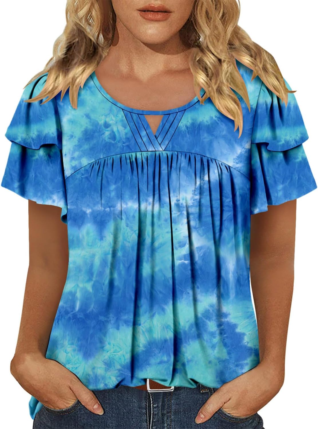 CRAZY GRID Womens Summer Tops Short Sleeve Tshirt Summer Floral Boho Shirts Casual Flowy Tee Comfy Blouses