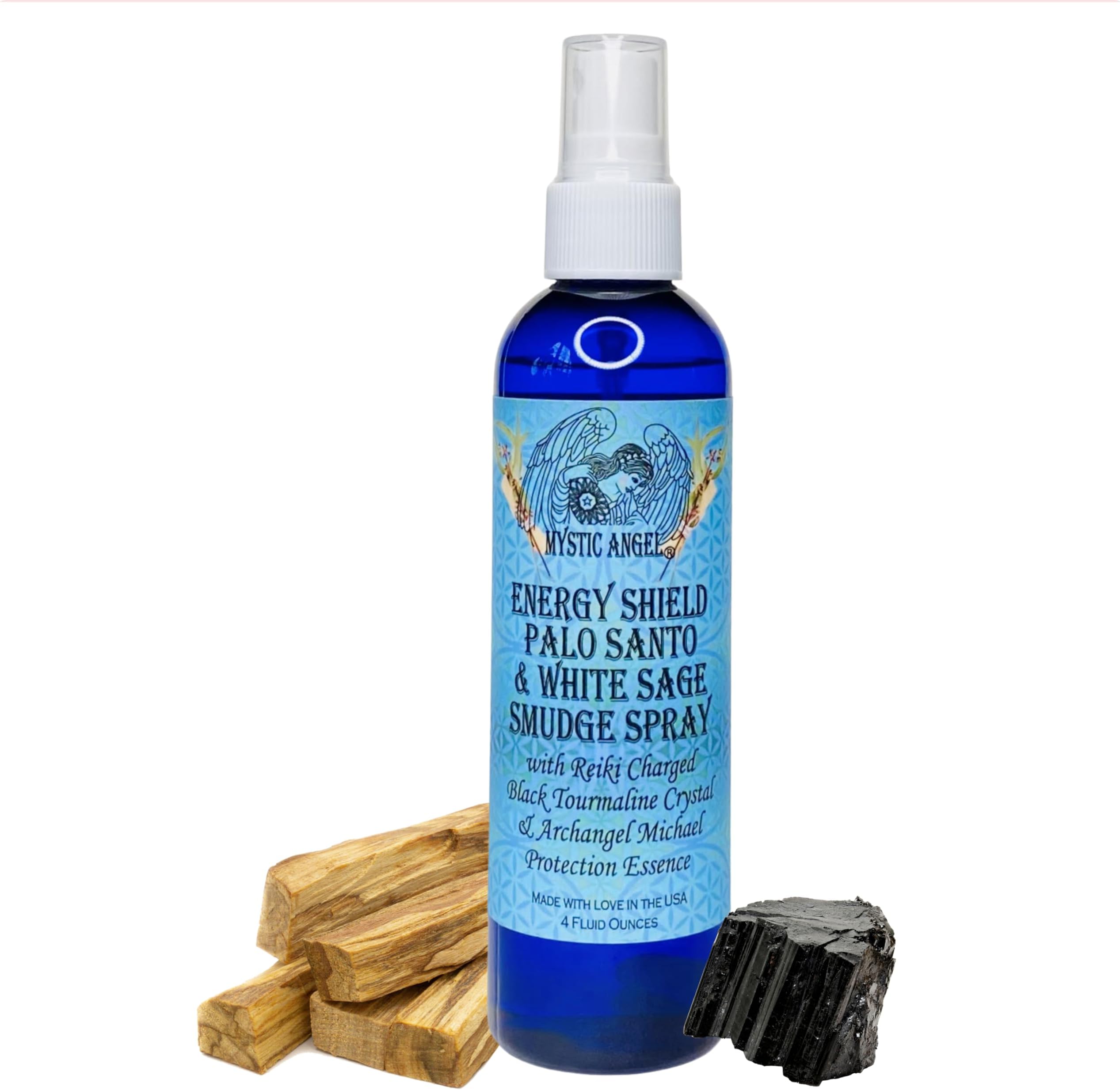 Mystic Angel Energy Shield Palo Santo & White Sage Smudge Spray (4 oz.) For Energy Clearing & Protection - Pack of 1