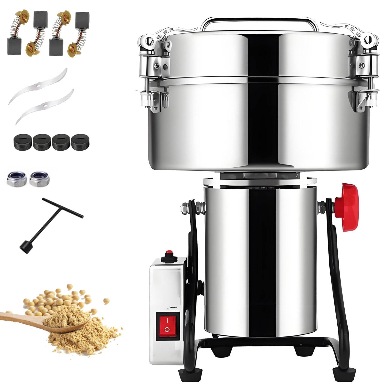 Pnpaea LED 2500W Display Grain Grinder Spice Grinder Electric Grain Mill Grinder 30s High-speed Superfine Grinding with Overload Protection for Dried Material 430-4500g