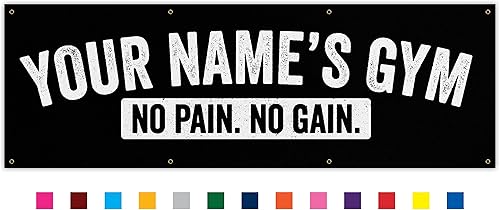 Banner personalizado con texto en inglés "Your Name", decoración de gimnasio en casa, entrenamiento de garaje, vinilo inspirador para pared (36 x 12