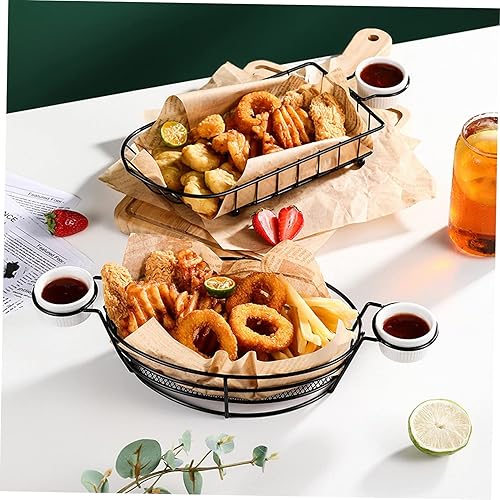 Miniatura 4 de Cabilock 1 juego de patatas fritas con patatas fritas de pescado y patatas fritas, soporte de metal para aperitivos, estante para servir aperitivos