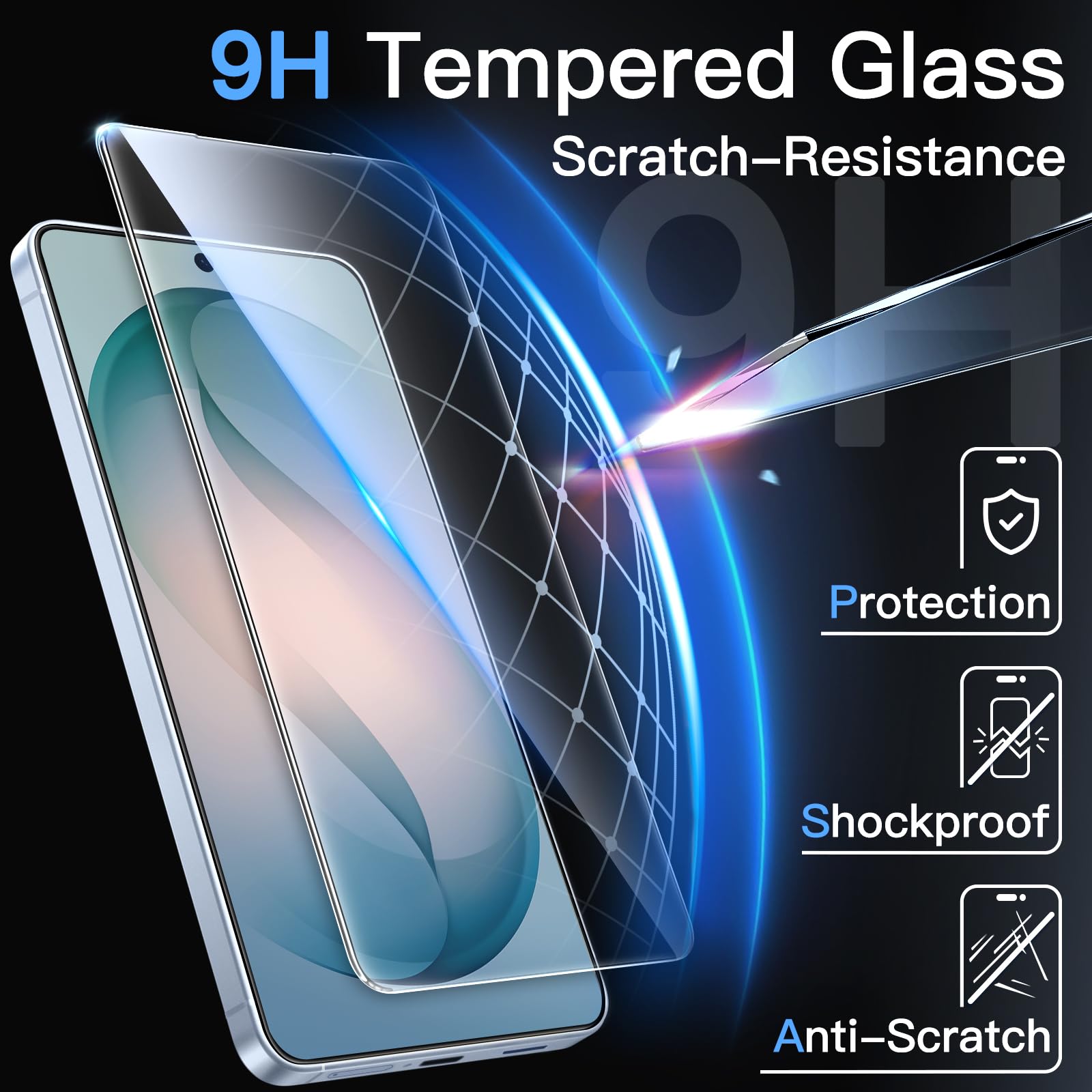 JETech Protection D'écran pour Samsung Galaxy S26, Film en Verre Trempé 9H avec Outil d'Installation Facile, Compatible Empreinte Digitale ID, HD Transparent, Lot de 3