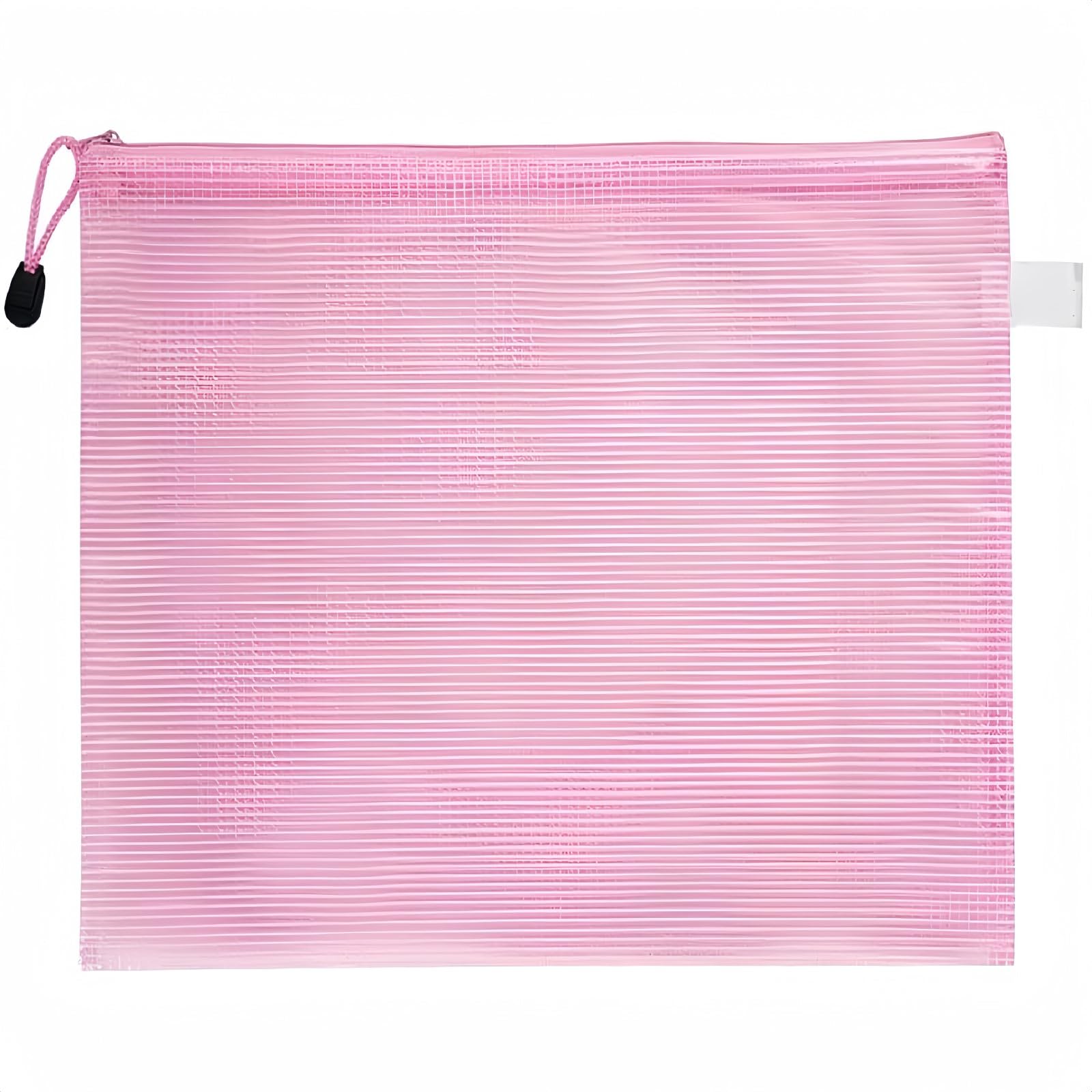 Boxonly B8 Plastic Wallets Zip Lock Bags Mesh Document Wallet Document Folders Plastic Pockets Zipper File Wallet for School Office Homework Travel Storage Bags Pink — image 1