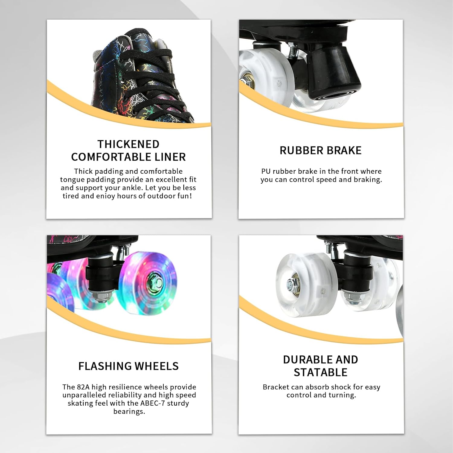 Women's Roller Skates Light Up Wheels, Adjustable Double Row Roller Skates Outdoor Shiny Derby Skates Illuminating for Teens and Youth