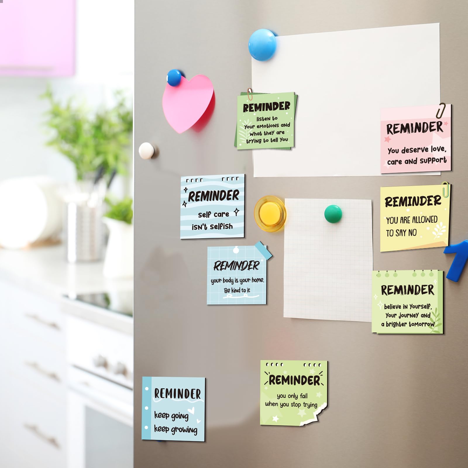 Copkim 32 Pcs Boho Mental Health Fridge Magnets Positive Affirmation Refrigerator Magnets Inspirational Gifts for Employee Appreciation Day Christmas Office Staff Teacher