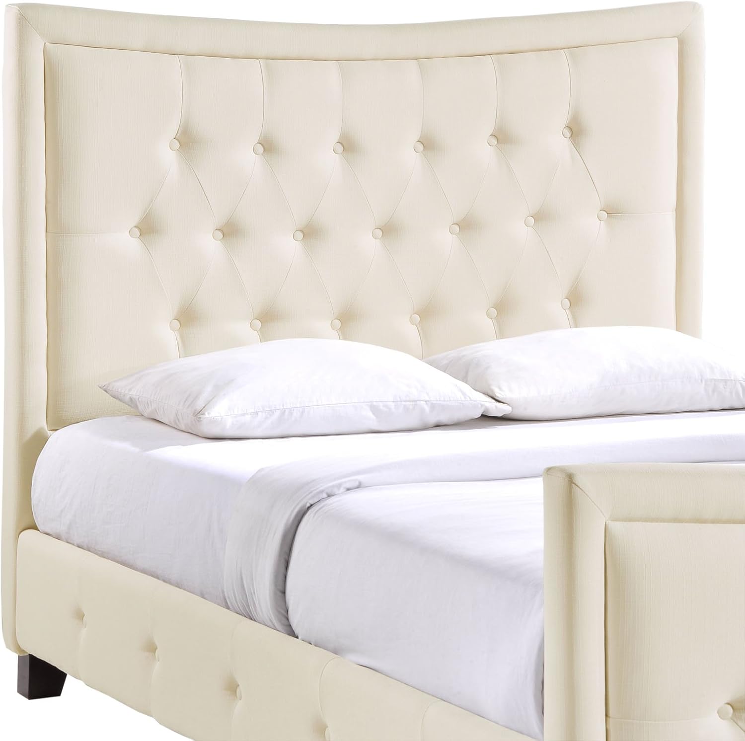 Modway Claire Tufted Fabric Upholstered Sleigh Platform Bed in Ivory