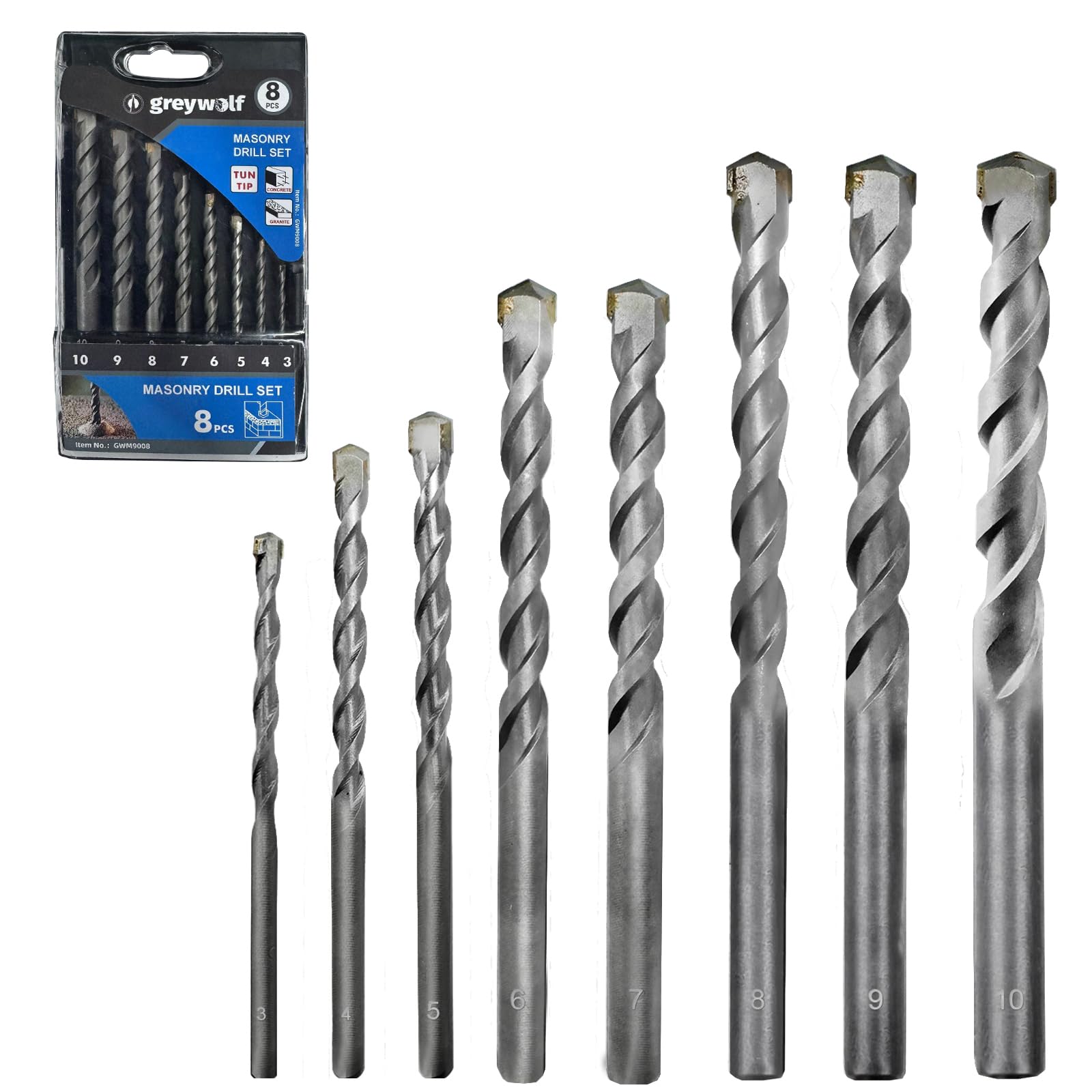 Greywolf Betonbohrer-Set, Steinbohrer-Set, schlagfeste Sechs