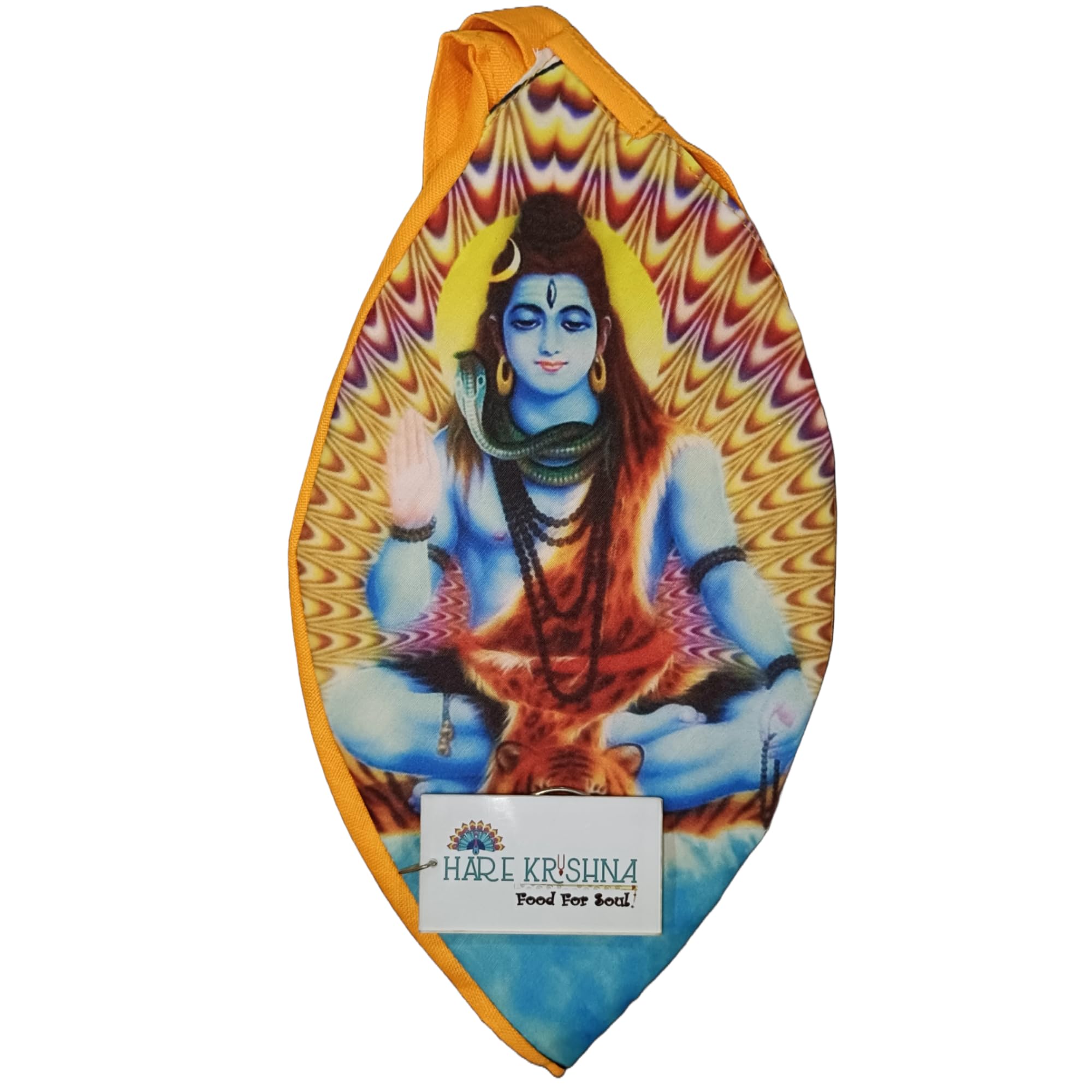Hare Krishna Food For Soul Shiv Printed Bead Bag-Shiv Gomukhi Japa Mala Jholi-Jaap Mala Bag Complete Spiritual Kit with Sakshi Mala & Keychain-image-4