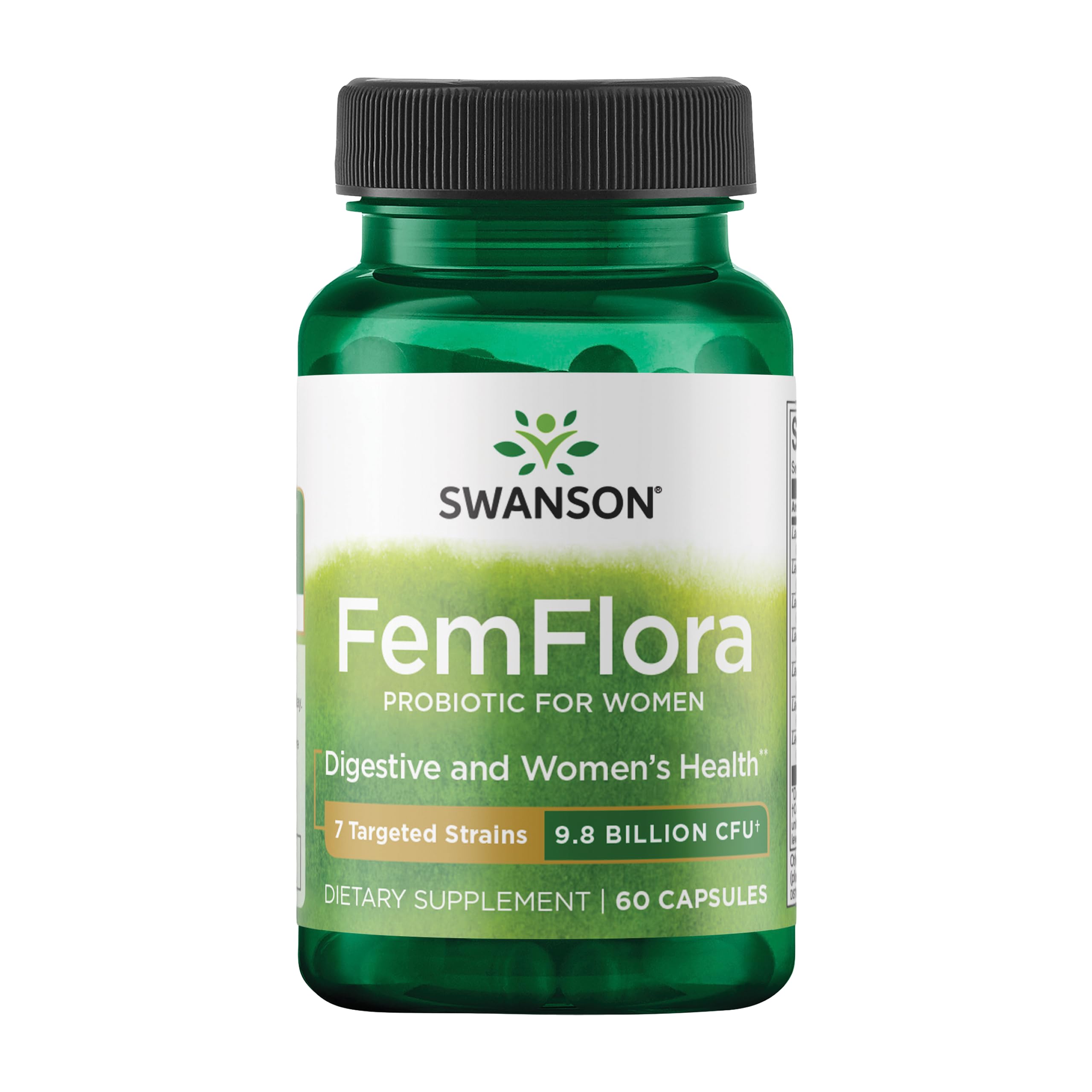 Swanson FemFlora - Feminine Probiotic Supplement Supporting Flora of The Mouth, GI Tract, and Vagina - Probiotics for Women with 9 Billion CFU Per Capsule - (60 Capsules)
