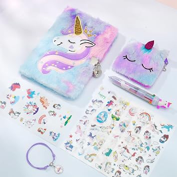 FRIUSATE Unicorn Secret Diary for Girls,Unicorn Lockable Diary