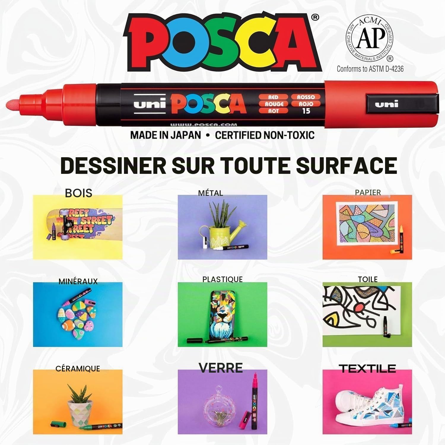 POSCA 186832 - Set de marqueurs, 20 stylos acryliques dans un étui, set de marqueurs Pop Colours, pointe PWE5M 1,8-2,5 mm
