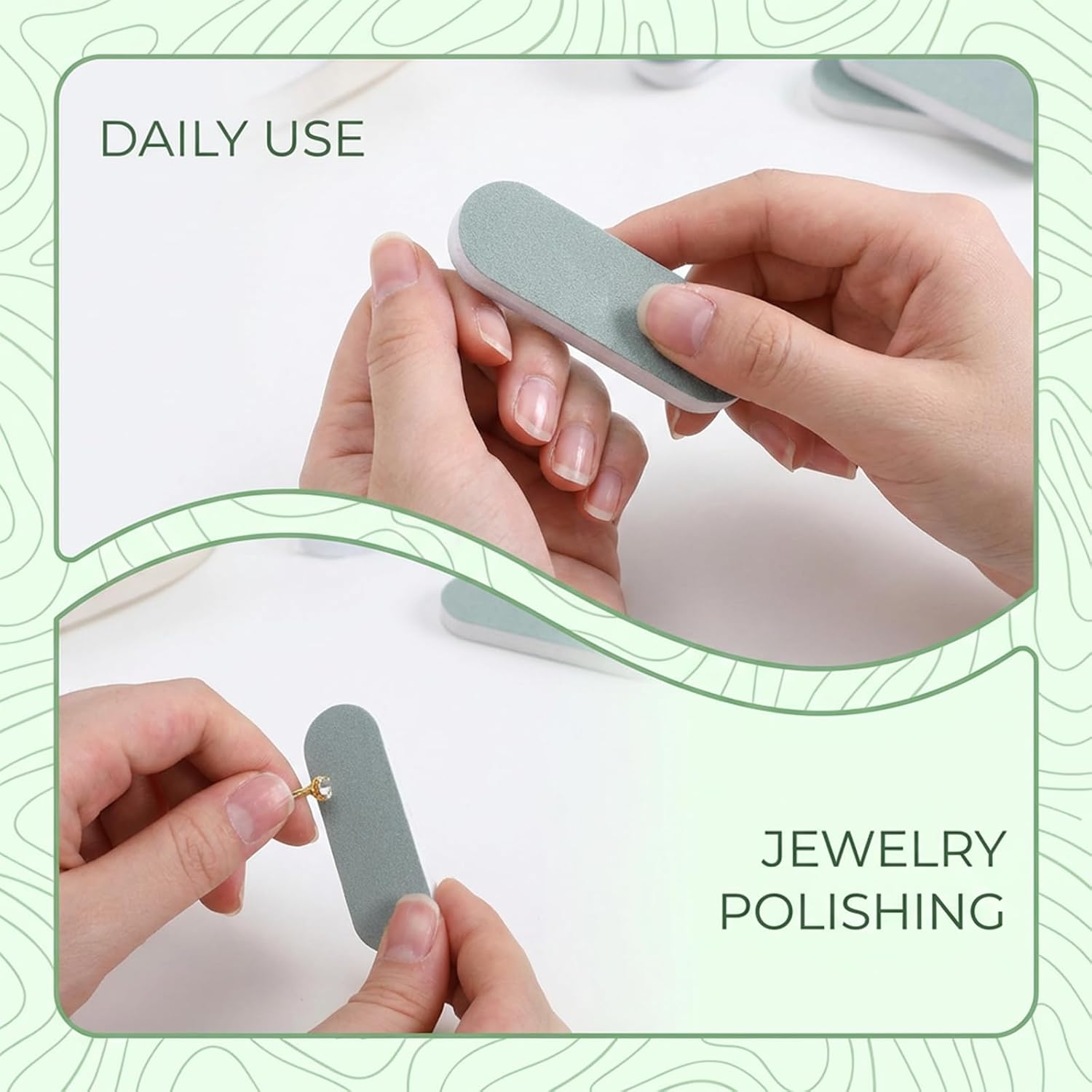 30 Pcs Silver Polish Sticks, Green & White Double-Sided Buffing Bars, Double-Sided Cleaning Buffing Bars for Jewelry Cleaning (2.36 x 0.79 x 0.28 Inch)