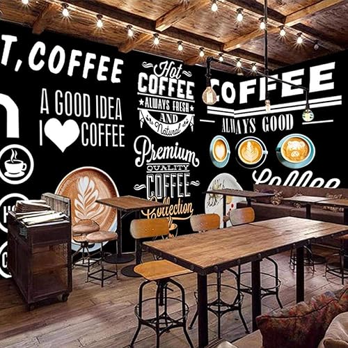 Miniatura 3 de Mural de pared 3D de dibujo creativo de pizarra de café, eslogan de café, ilustración, papel tapiz mural para cafetería, postrería, restaurante