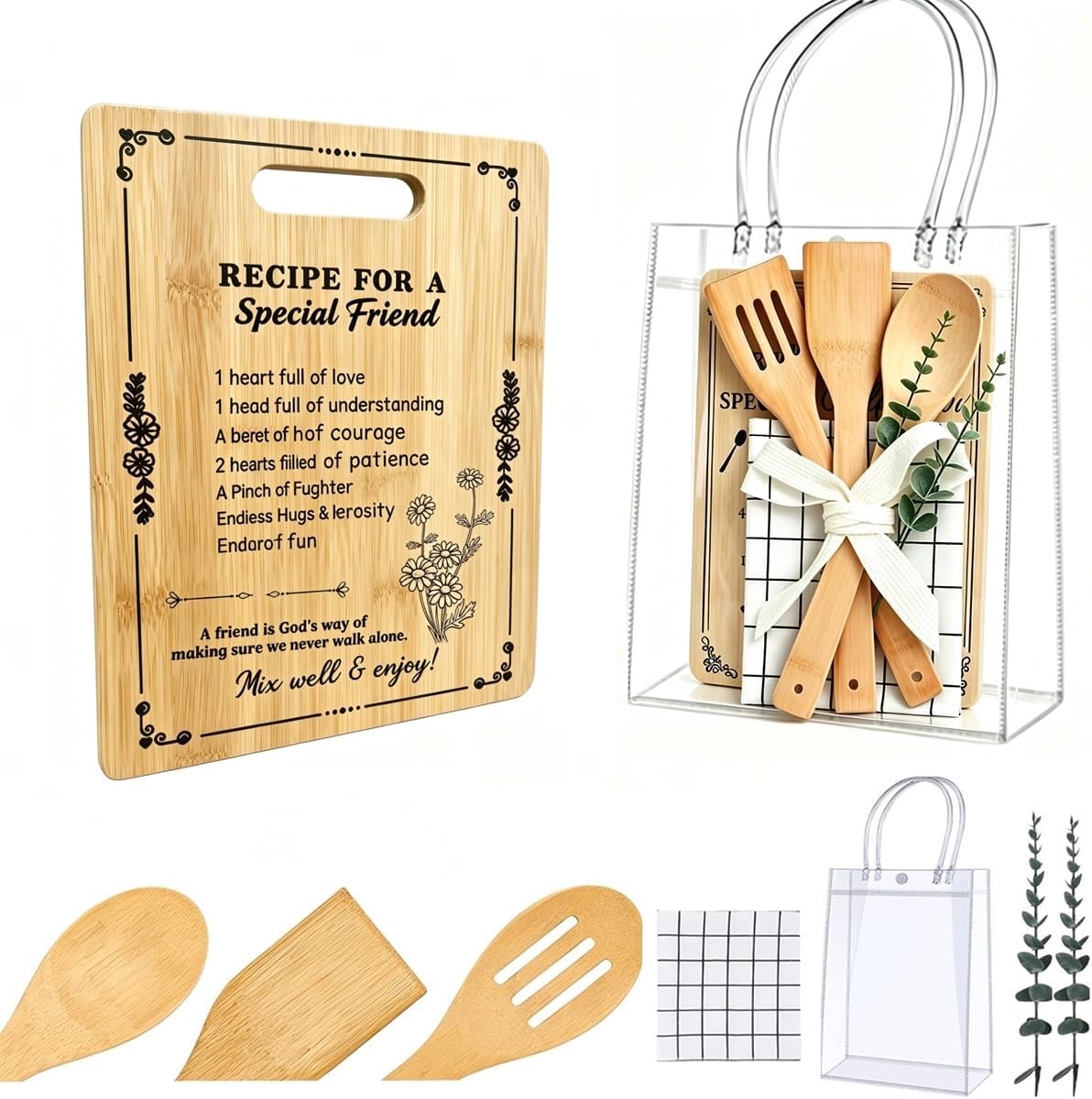 9 Pcs Best Friend Birthday Gifts Cutting Board Set, Friendship Gifts for Women, Bff Gifts Bestie Gifts, Ideal Inspirational Gifts for Birthday Graduation Wedding Job Christmas Thanksgiving